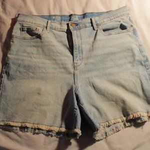 Jean Shorts w/ Stressed Pant Legs